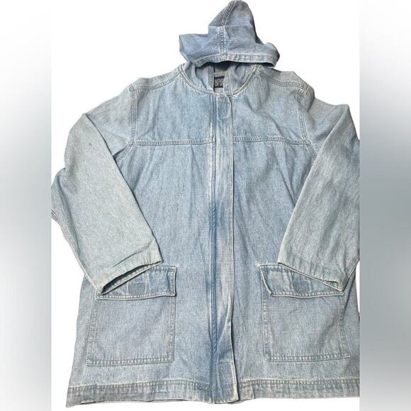BlassSport Denim Hoodie Jacket – Women’s Size L – Zip-Up Jean Hooded Jacket - Picture 6 of 11
